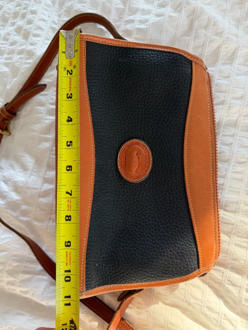 Dooney & Bourke Navy Blue and Brown Leather Crossbody Bag - Picture 10 of 11